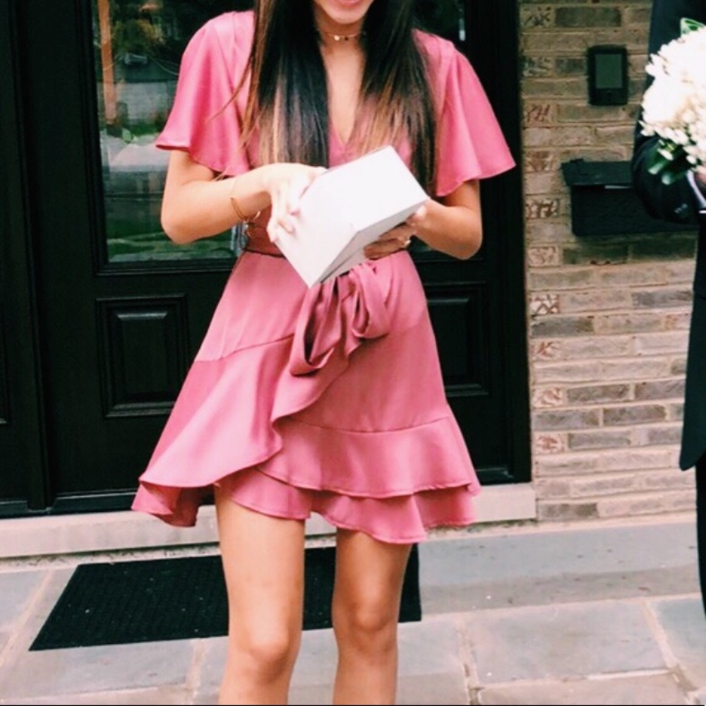 Showpo Thin Ice Dress In Rose Sateen